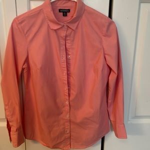 Cosmo coral pinstriped long sleeve blouse